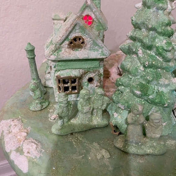 VTG Scioto Ceramic Mold Light-Up Christmas Gold Sparkling Large Village Scene - Picture 4 of 16